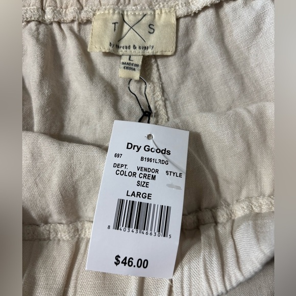 NWT Thread & Supply Cream Linen blend Shorts size Large - Picture 3 of 5